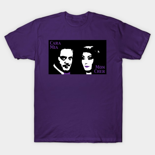 Cara Mia Mon Cher- Gomez and Morticia Addams, Addams Family T-Shirt by Pixel Paragon